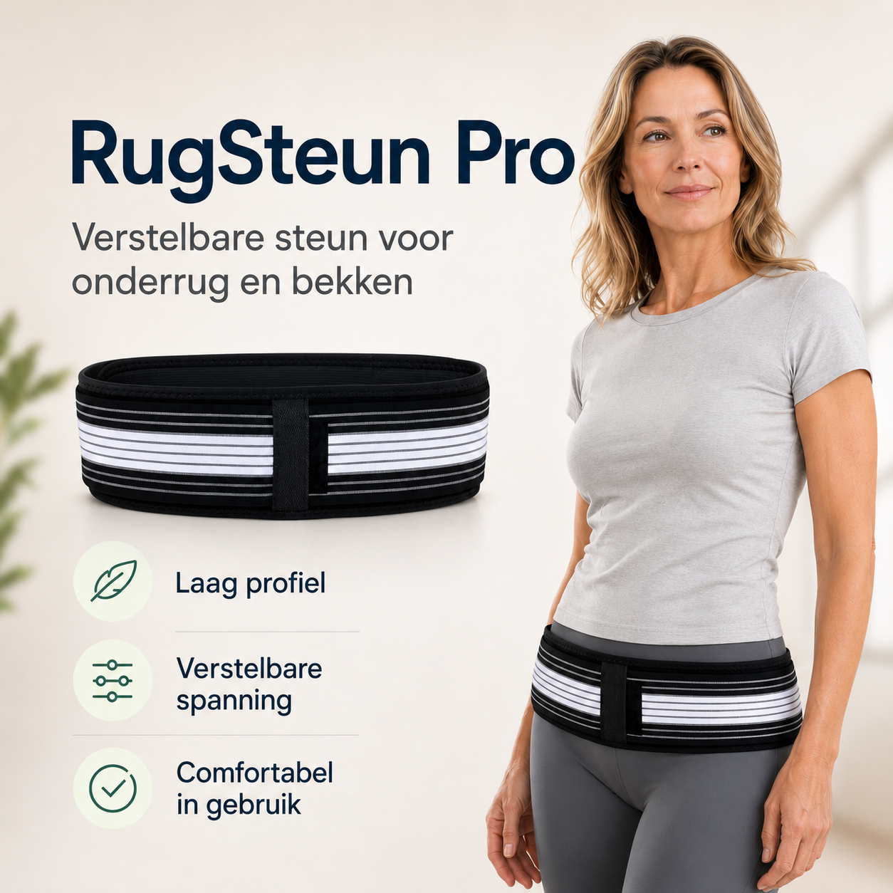 RugSteun Pro | Verstelbare steunband voor onderrug en bekken