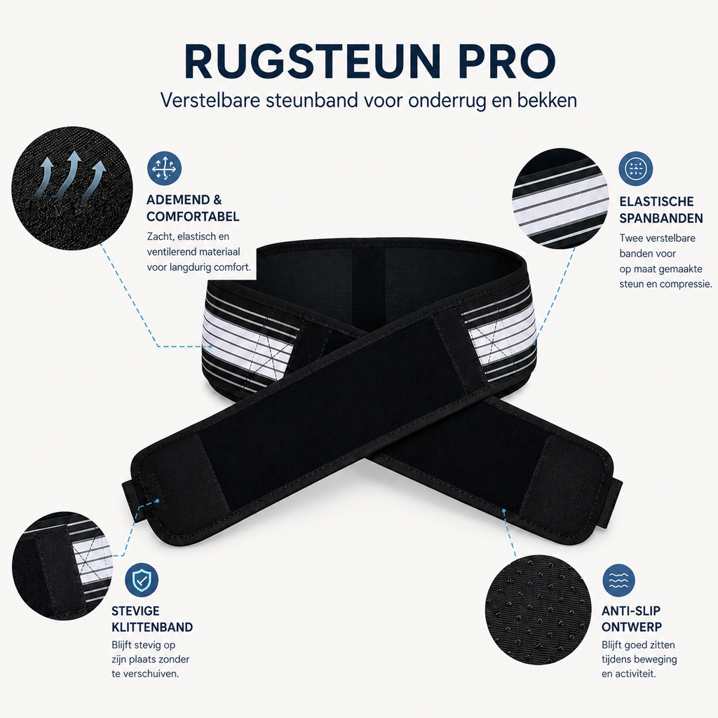 RugSteun Pro | Verstelbare steunband voor onderrug en bekken
