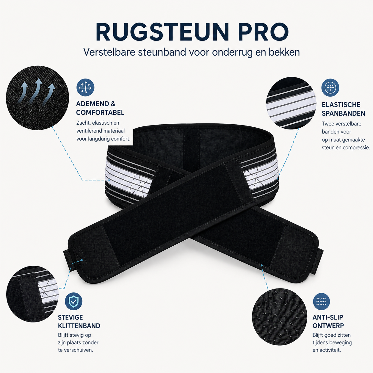 RugSteun Pro | Verstelbare steunband voor onderrug en bekken